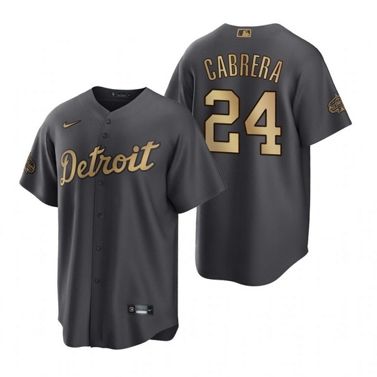 Men Detroit Tigers 24 Miguel Cabrera 2022 All Star Charcoal Base Base Stitched Jersey